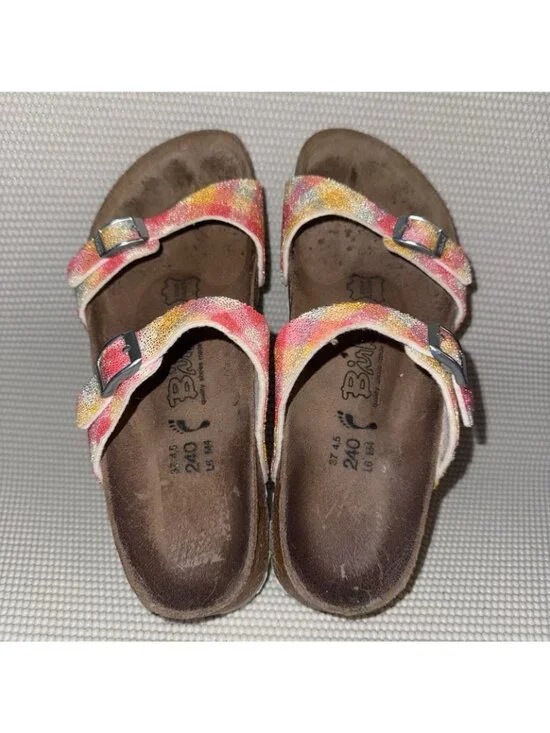 Birkies by Birkenstock Tahiti Plaid Sparkle Sandals Strap Leather Womens Size 6 - Picture 6 of 8